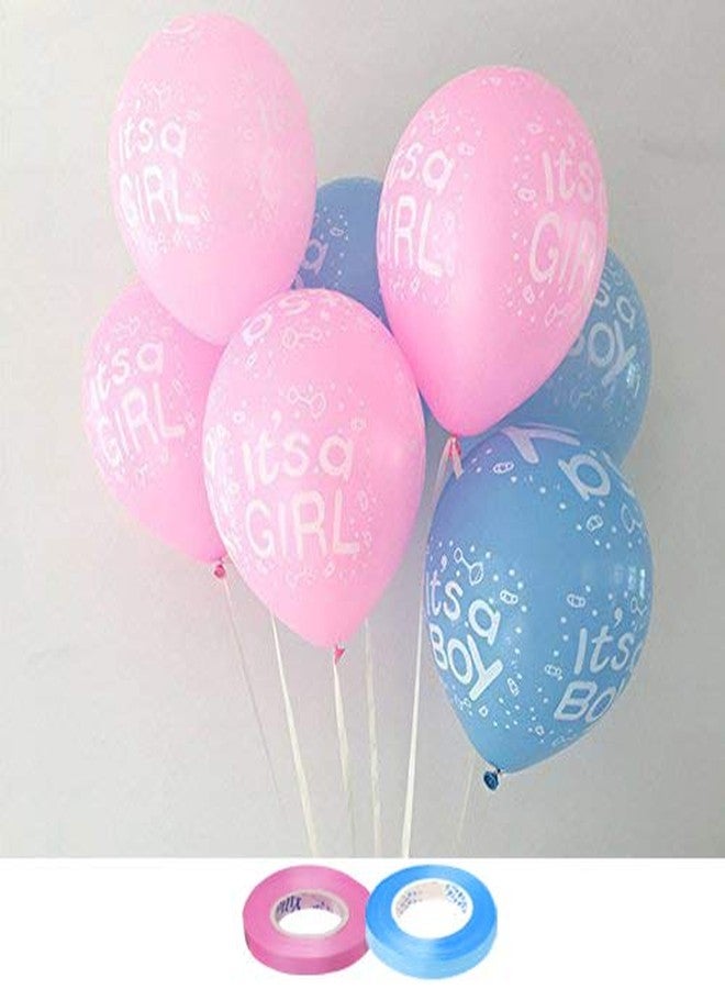 AMFIN® Pink & Blue Baby Shower Balloons with Curling Ribbon/Its A Boy and Its A Girl Combo for Welcome Baby Party Decoration (Pack of 30) - Image 1